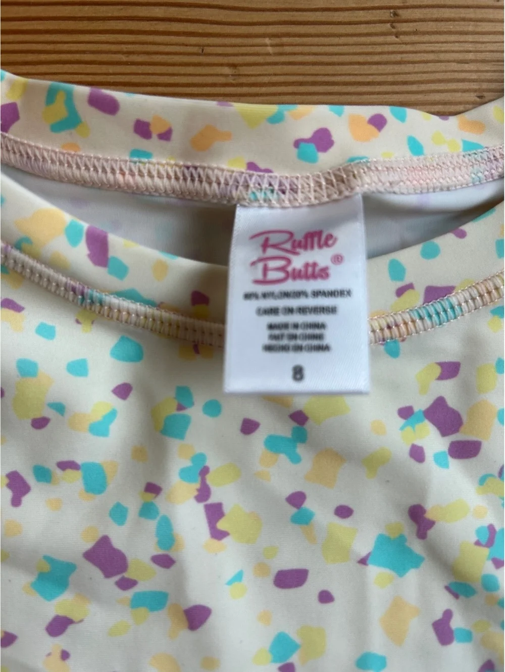 Ruffle Butts Confetti Rash Guard Two Piece Girls Size 8